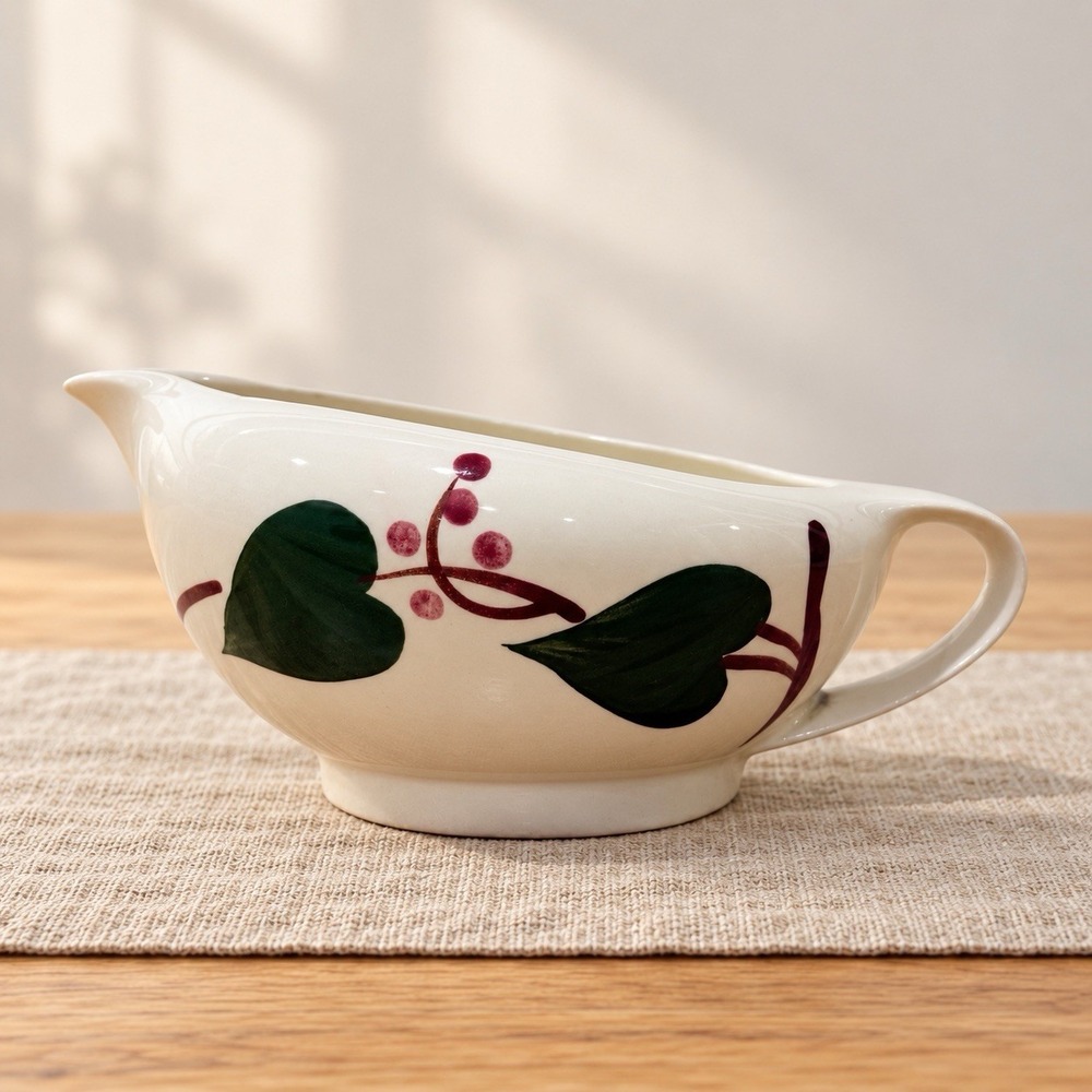 Blue Ridge Southern Pottery Stanhome Ivy Gravy Boat Pitcher Hand Painted Vintage